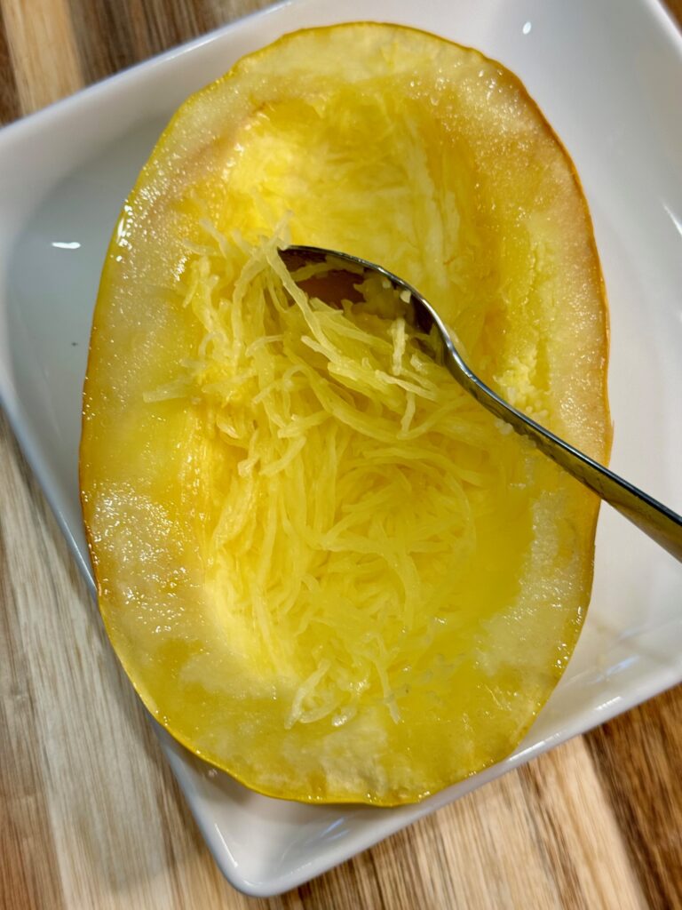 Loaded Turkey Spaghetti Squash with Roasted Veggie Sauce