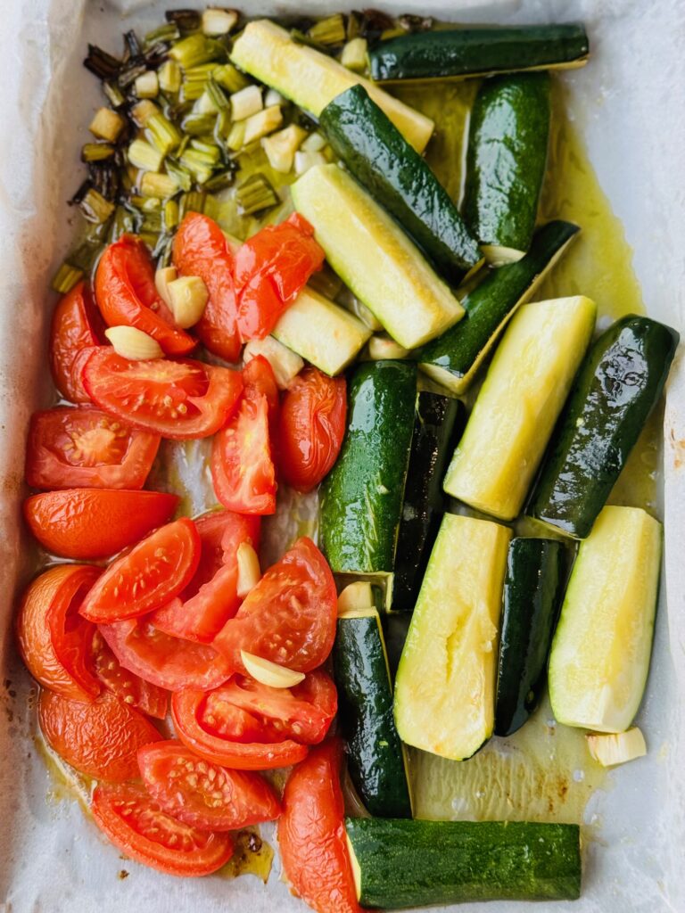 Loaded Turkey Spaghetti Squash with Roasted Veggie Sauce