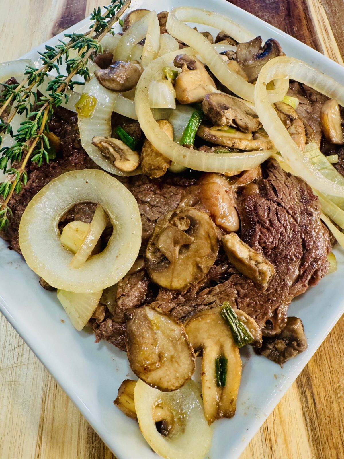 Smothered Grass-Fed Ribeye Steak with Veggies