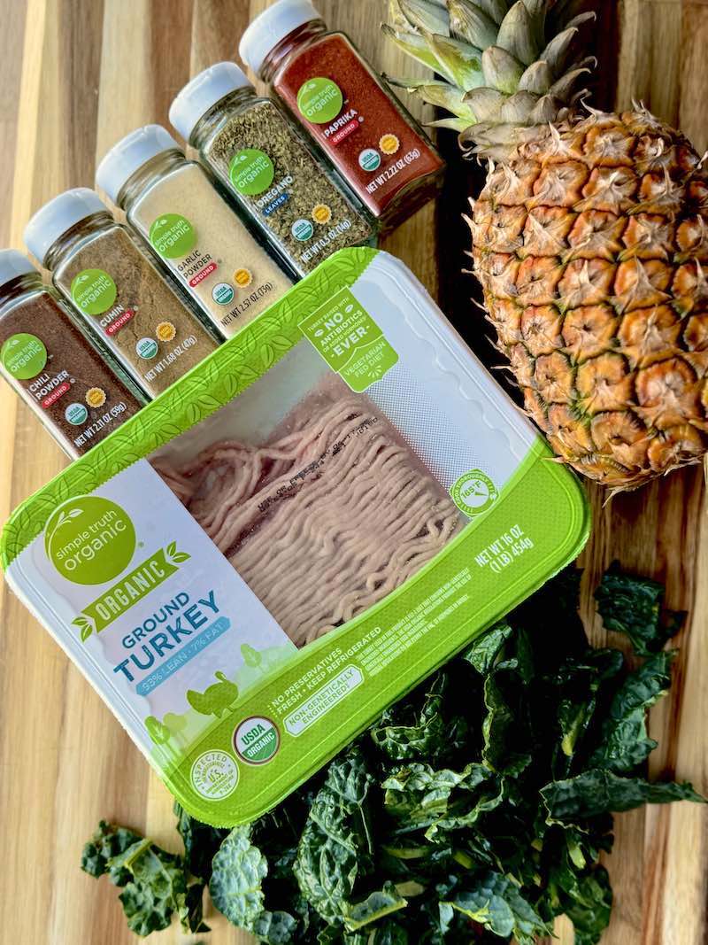 ground turkey, pineapple, taco seasonings