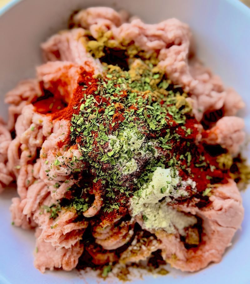 taco seasonings on ground turkey, uncooked