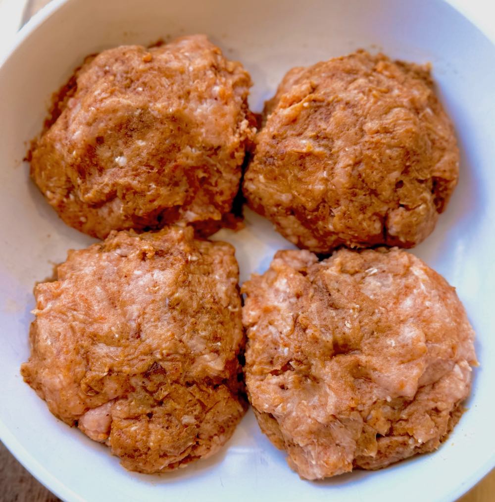 mixed taco and turkey, formed into patties, in bowl